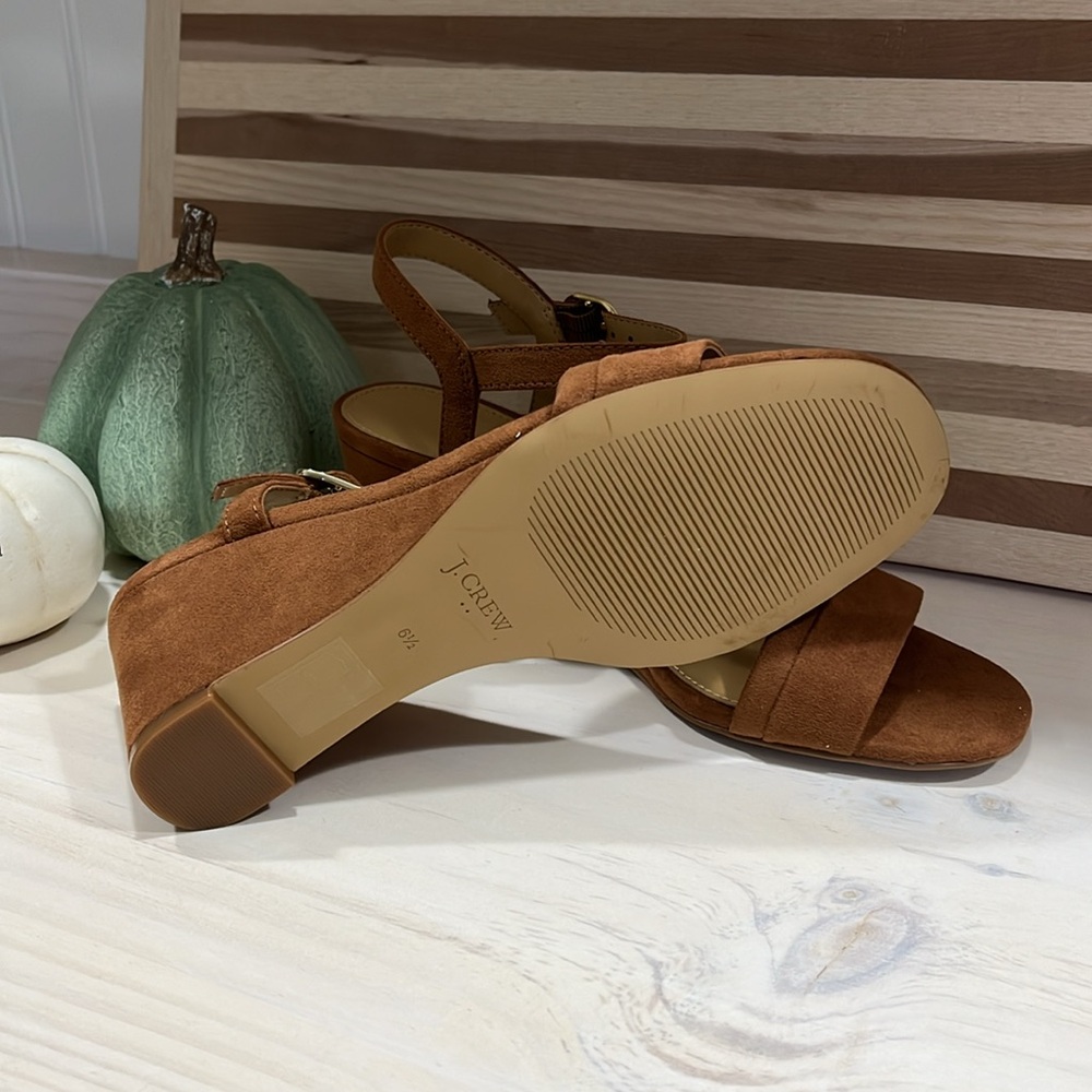 🆕 J. Crew Wedge Sandals, size 6.5, color Cedar Wood - Picture 3 of 7